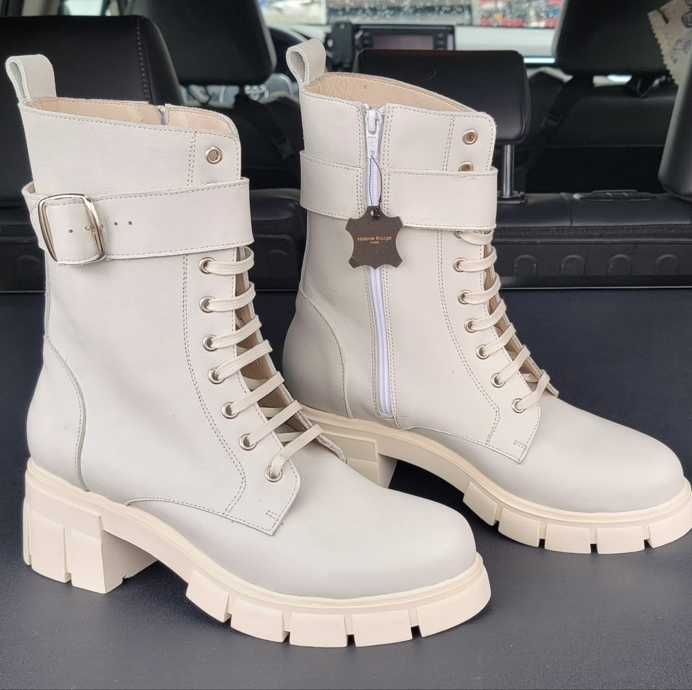 Helene Rouge leather laceup boots